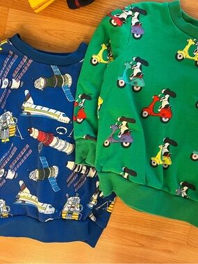 Green Scooter/Space Print Kids Sweatshirt - Mini Boden
